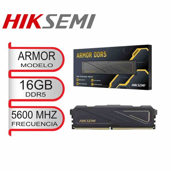 MEMORIA RAM HIKSEMI ARMOR, 16GB DDR5 5600 MHZ, BLACK