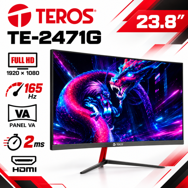 MONITOR TEROS DE 23.8 2471G, FHD VA, 165 HZ, 2 MS, HDMI