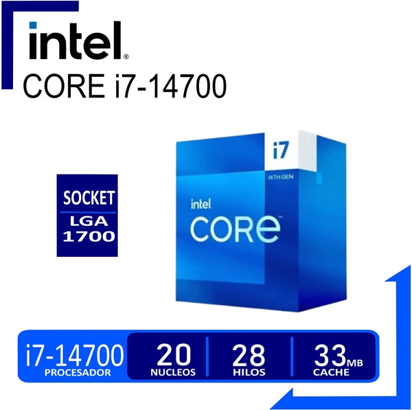 PROCESADOR INTEL CORE I7 14700 2.1GHZ/5.4GHZ 33MB CACHE LGA1700