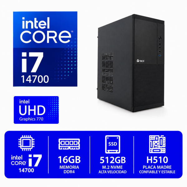 CPU INTEL CORE I7 14700, RAM 16GB DDR4, M.2 NVME 512GB
