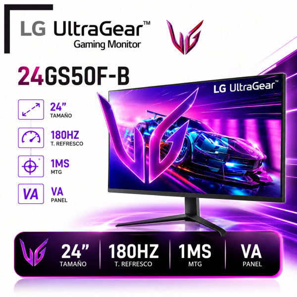 MONITOR GAMER LG ULTRAGEAR 24GS50F-B FULL HD 23.7, 180 HZ CON AMD FREESYNC