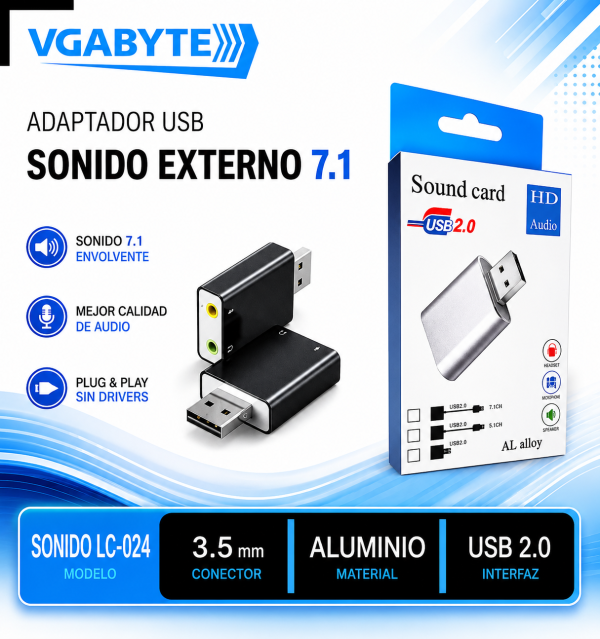 ADAPTADOR USB SONIDO 7.1