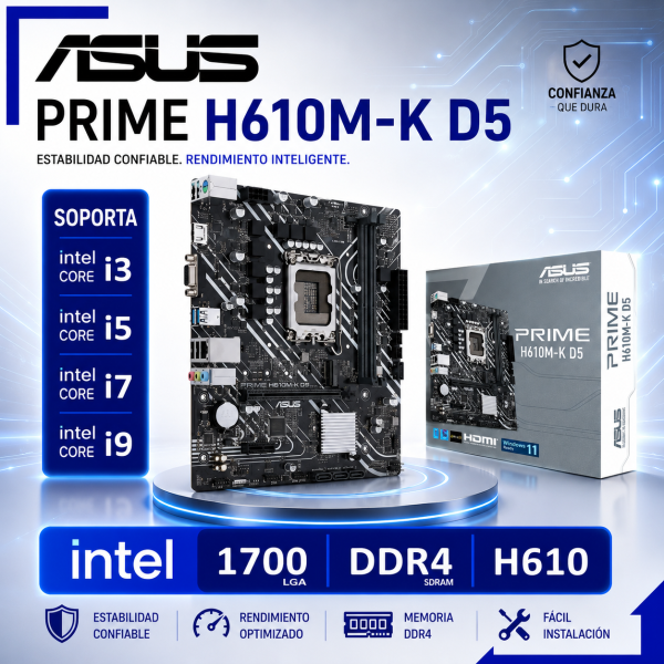 PLACA MADRE ASUS H610M-K D5 LGA 1700 (PRIME H610M-K D5)