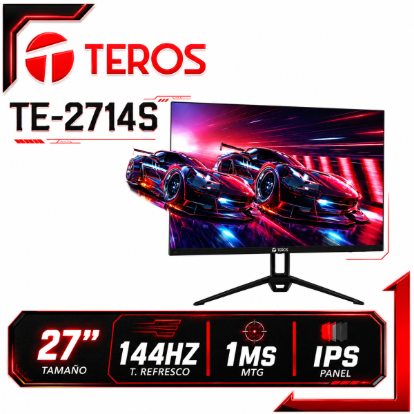 MONITOR PLANO TEROS TE-2714S, 27 FHD IPS, 144HZ, 1MS, HDMI,DP, AUDIO OUT, PARLANTES
