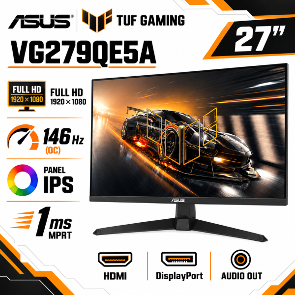 MONITOR ASUS TUF VG279QE5A 27, 146HZ, 1MS, PANEL IPS