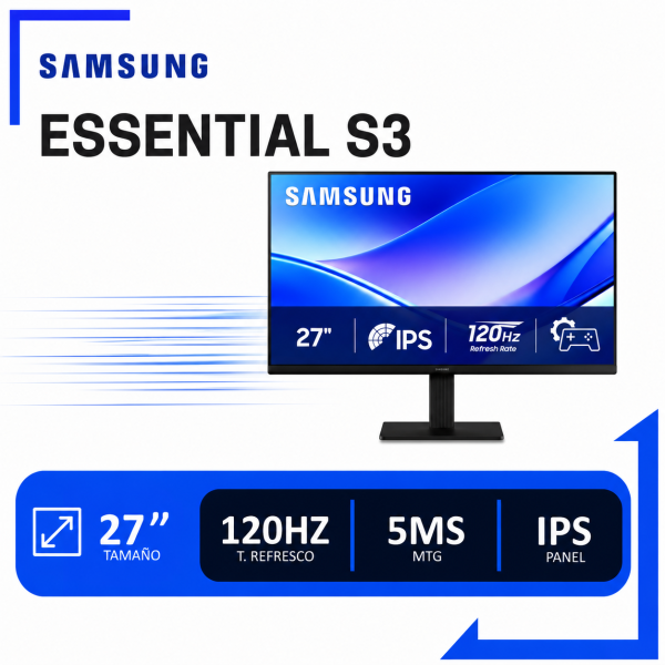 MONITOR SAMSUNG ESSENTIAL S3 27 FHD, IPS, 120HZ 5MS AMD FREESYNC