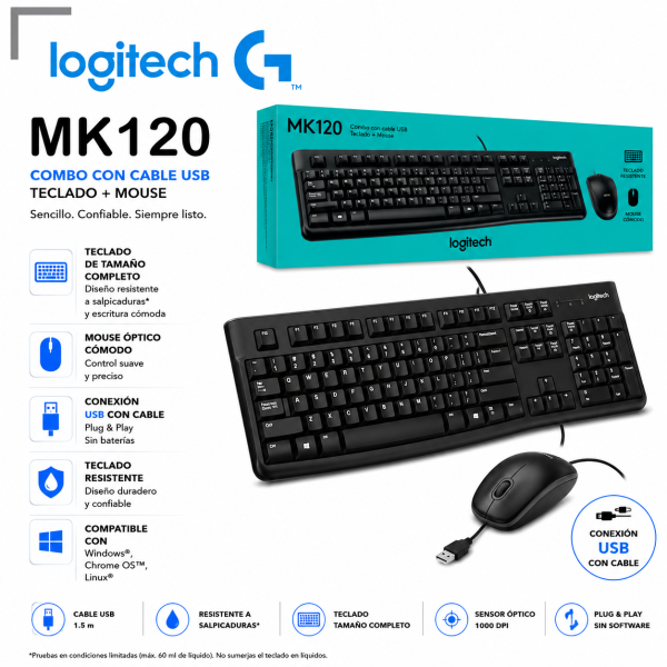 KIT LOGITECH MK120 TECLADO + MOUSE (920-004428)