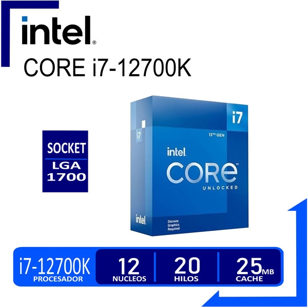 PROCESADOR INTEL CORE I7-12700K 3.6GHZ /5.0GHZ  25MB  LGA 1700