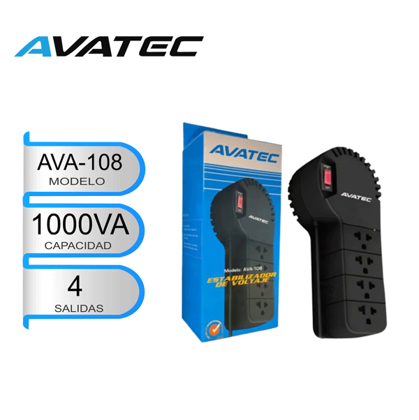 ESTABILIZADOR AVATEC AVA-108 1000VA  220VA  4 TOMAS (AVA-108)