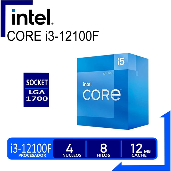 PROCESADOR INTEL CORE I3-12100F 3.3GHZ /4.3GHZ  12MB  LGA 1700