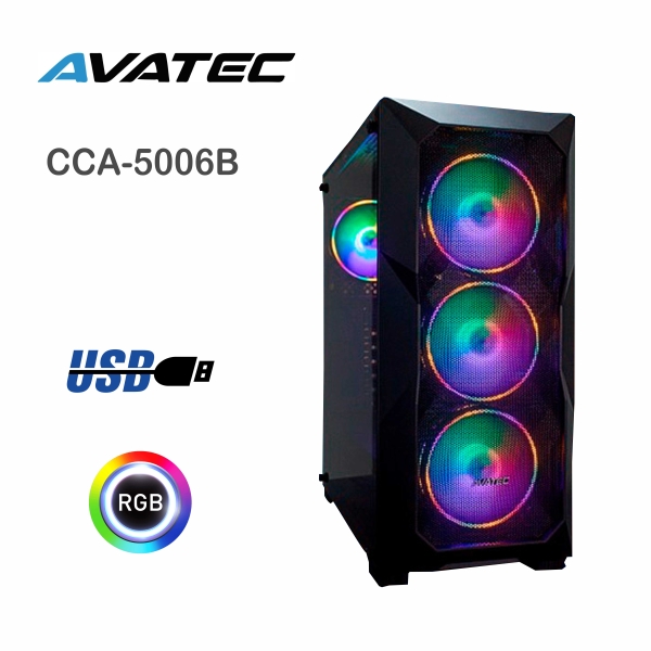 CASE GAMER AVATEC 550W CCA-5006B 1 PANEL VIDRIO LED-RGB (CCA-5006B)