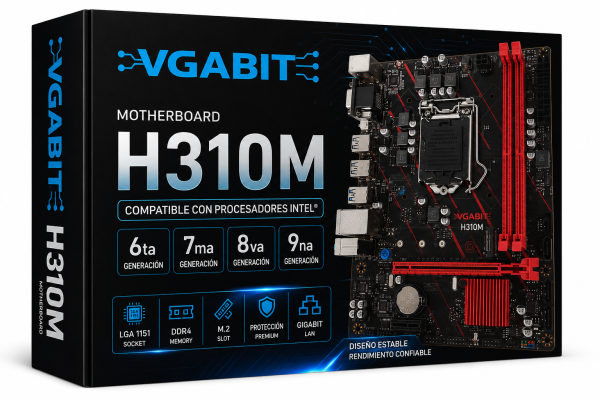 PLACA MADRE VGABIT H310M HD4 ARGB  LGA 1151 COMPATIBLE 6TA/ 7MA/ 8VA/ 9NA GENERACION