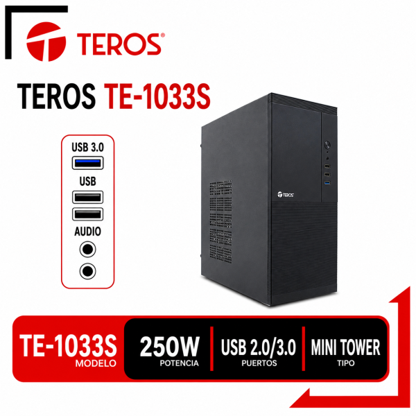 CASE TEROS MICRO ATX TE-1033S 250W USB2.0/3.0