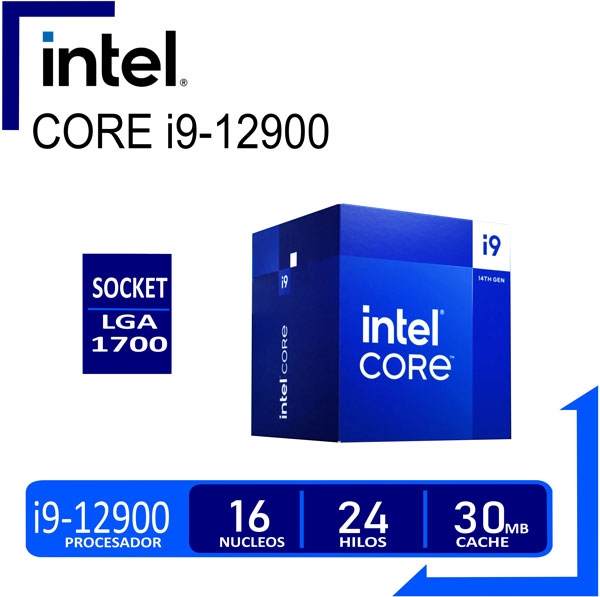 PROCESADOR INTEL CORE I9 12900 2.40 GHZ, 30MB, 16 NUCLEOS, GRAFICO INTEGRADO UHD 770, LGA 1700