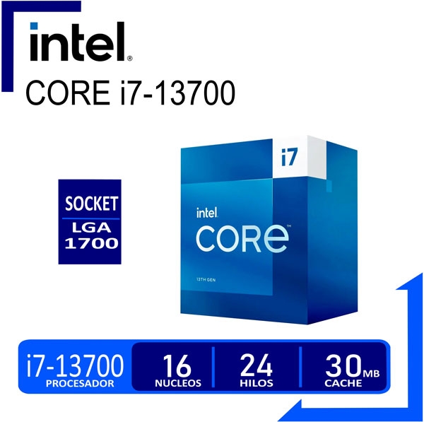 PROCESADOR INTEL CORE I7 13700 2.1/5.2GHZ, 30MB, 16 NUCLEOS, GRAFICA INTEGRADA, LGA 1700