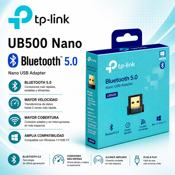 ADAPTADOR TP LINK USB BLUETOOTH 5.0 UB500 NANO