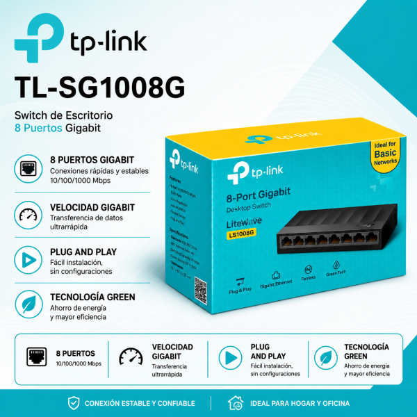 SWITCH TP LINK GIGABIT DE 8 PUERTOS LS1008G (LS1008G)
