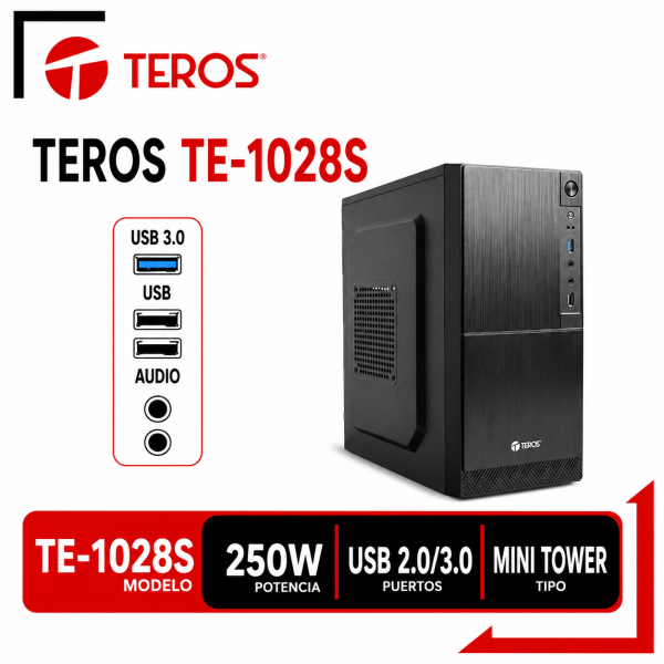CASE TEROS MICRO ATX TE-1028S 250W USB2.0/3.0 (TE-1028S)