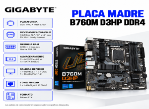 PLACA MADRE GIGABYTE B760M D3HP DDR4 LGA 1700