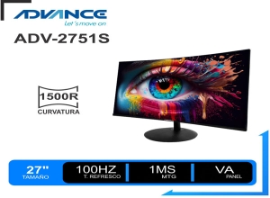MONITOR CURVO ADVANCE ADV-2751S, 27 VA FHD CURVO, 100HZ, 1MS, HDMI, DP