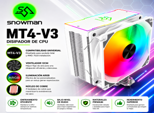 COOLER DE PROCESADOR  SNOWMAN  MT4-V3 ARGB WHITE 4 PIPAS DE COBRE