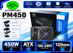 FUENTE DE PODER SNOWMAN 450W CON COOLER 12CM