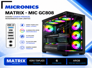CASE GAMER MICRONICS MATRIX MIC G808 CON 6 COOLER ARGB