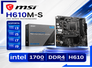 PLACA MADRE MSI PRO H610M-S DDR4, CHIPSET INTEL H610, LGA1700, MATX