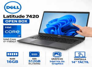 LAPTOP DELL LATITUDE 7420 INTEL CORE I7 1185G7, MEMORIA RAM DE 16GB, SSD M.2 NVME DE 512GB, PANTALLA DE 14 TACTIL OPEN BOX