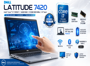 LAPTOP DELL LATITUDE 7420 INTEL CORE I7 1185G7, MEMORIA RAM DE 16GB, SSD M.2 NVME DE 512GB, PANTALLA DE 14 TACTIL OPEN BOX