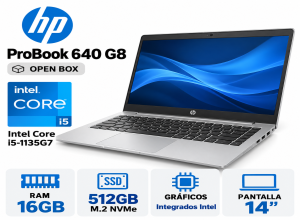 LAPTOP PROBOOK 640 G8 EMPRESARIAL INTEL CORE I5 1135G7, MEMORIA RAM DE 16GB, M.2 NVME DE 512GB, PANTALLA DE 14 OPEN BOX