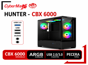 CASE GAMER HUNTER BLACK CBX 6000 ARGB 5FAN CYBERTEL