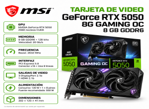 TARJETA DE VIDEO MSI GEFORCE RTX 5050 8GB GDDR6 OC GAMING 2X