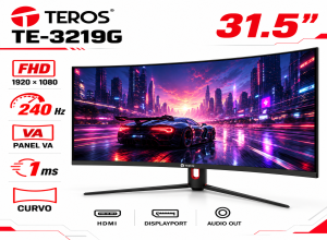 MONITOR GAMER TEROS CURVO 31.5" TE-3219G FHD VA, 240 HZ, 1MS, HDMI, DP, AUDIO OUT