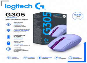MOUSE GAMER LOGITECH INALAMBRICO G305 12000 DPI LILA ( 910-006020 )
