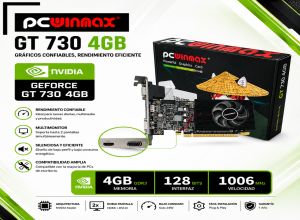 TARJETA DE VIDEO PCWINMAX NVIDIA GEFORCE GT 730 4GB DDR3 LOW PROFILE