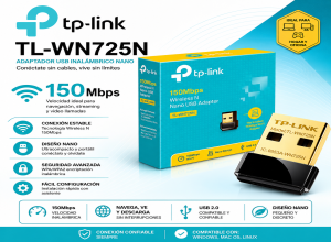 ADAPTADOR TP-LINK USB WIFI 150MBPS TL-WN725N NANO