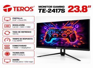 MONITOR GAMING TEROS TE-2417S, 24, 144HZ, HDMI, DP, PANEL IPS, FREESYNC