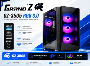 CASE GAMER GRAND Z GZ-3505 PANEL VIDRIO 4 COOLER LED-ARGB (GZ-3505)