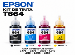 KIT DE TINTA EPSON T664 PARA L475, L375, L575, L310, L210, L395, L355