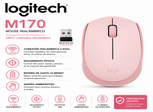 MOUSE LOGITECH INALAMBRICO M170 (910-006862) ROSE