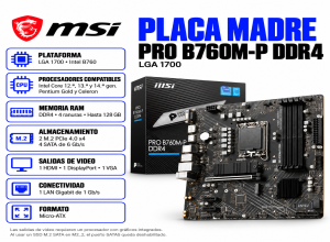 PLACA MADRE MSI PRO B760M-P DDR4 LGA 1700