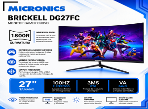 MONITOR MICRONICS GAMER BRICKELL DG27FC 27" FHD 1920X1080 CURVO 100HZ
